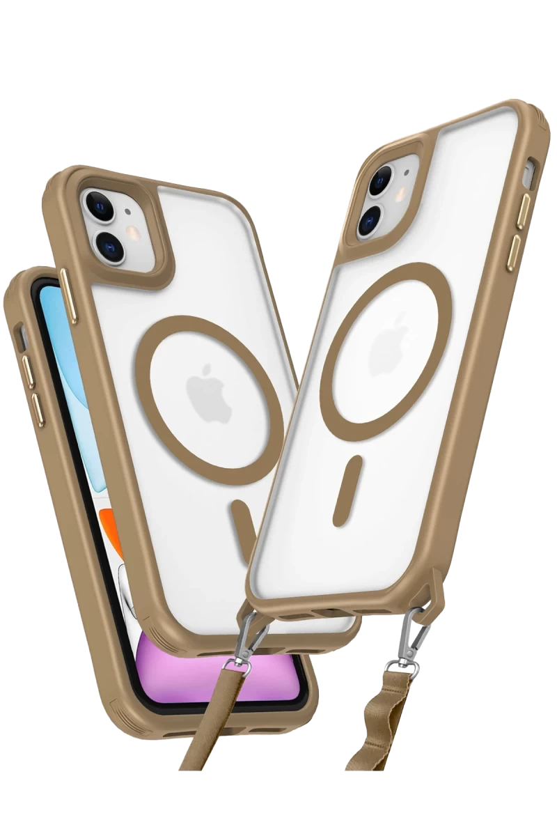Apple iPhone 11 Uyumlu Kılıf Enka Magsafe Silikon Kılıf - Desert
