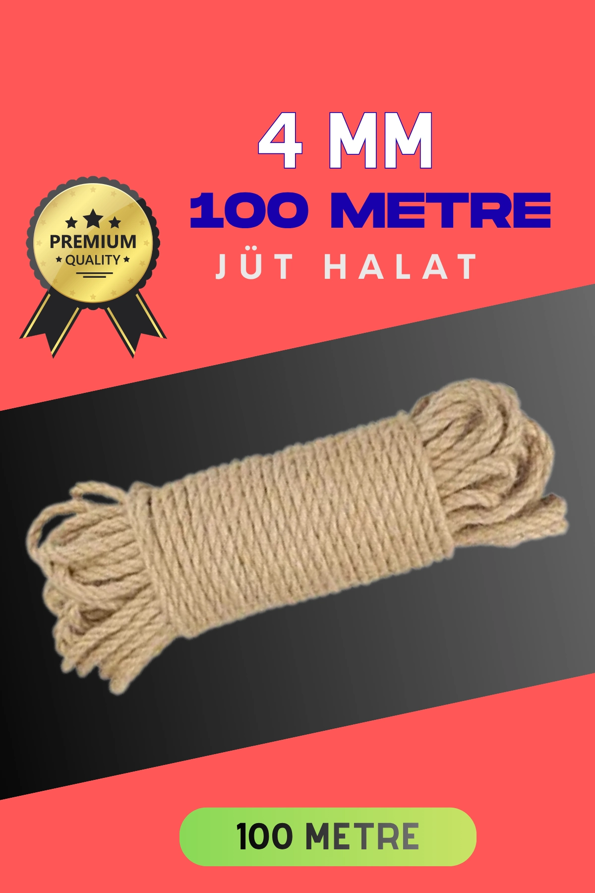 Dekoratif Jüt Halat 4 mm 100 Metre Hobi ve Paketleme İçin