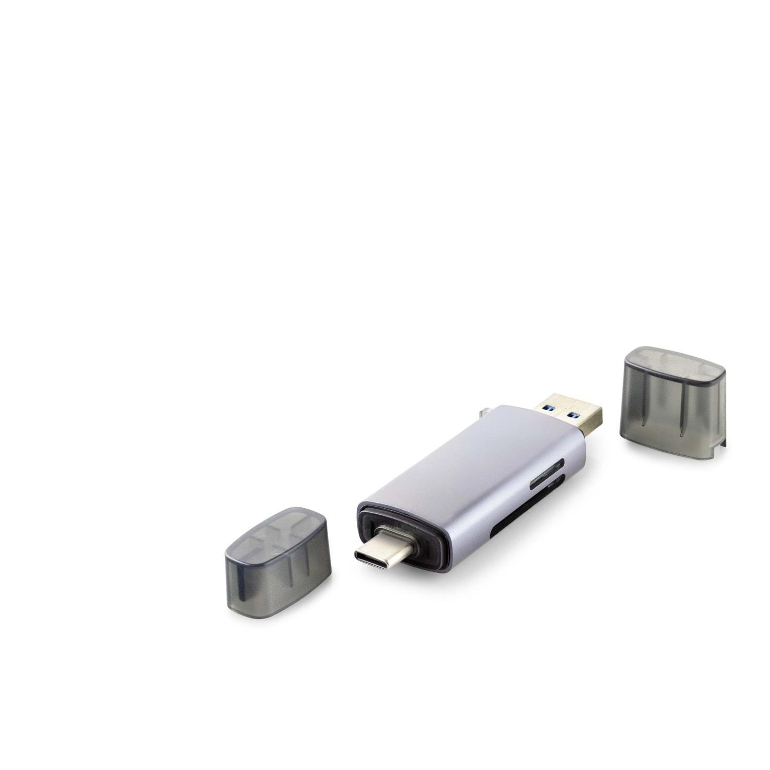 USB 3.0 ve Type-C Kart Okuyucu Gri Renkli Tümleşik