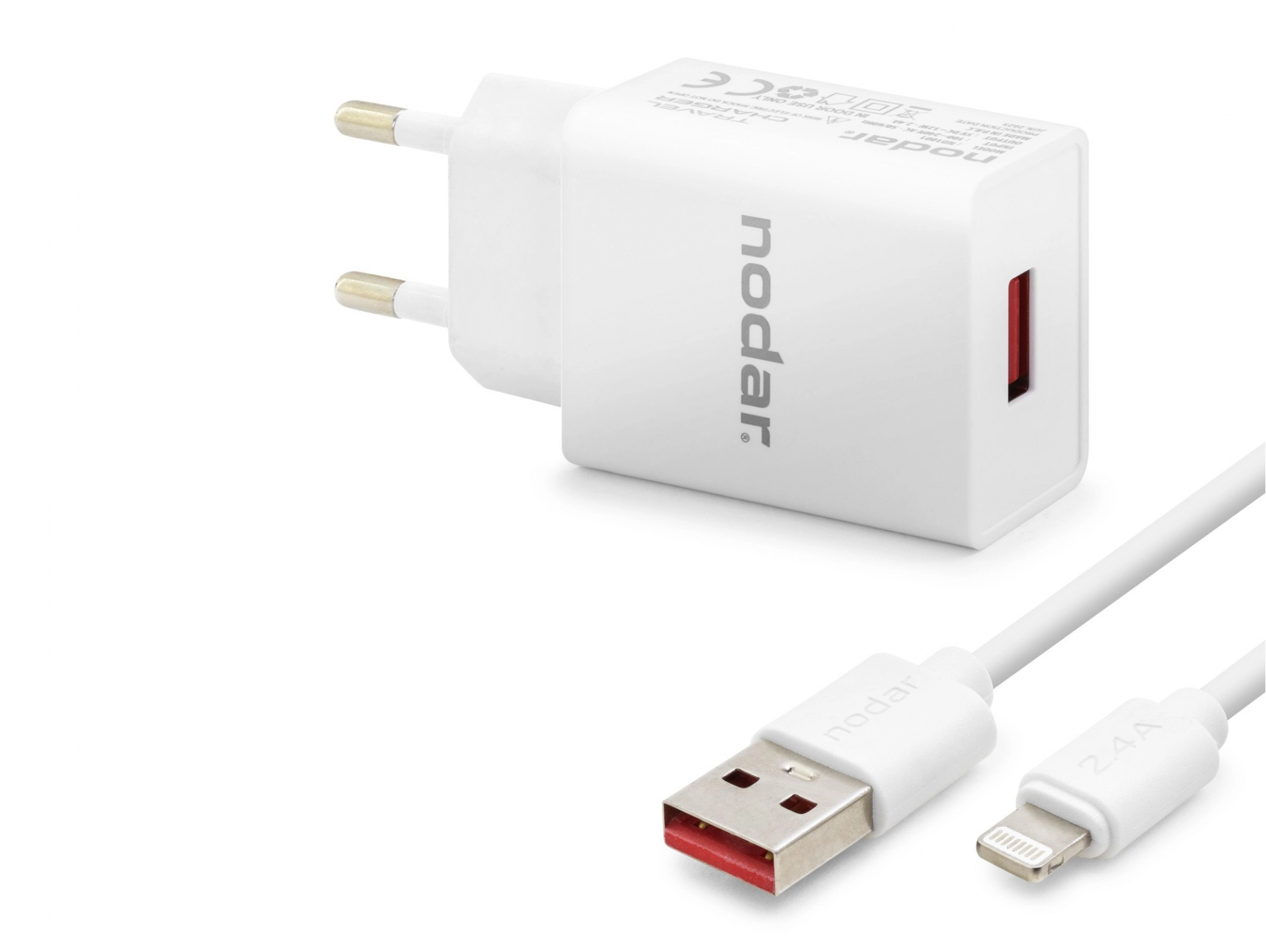 Hızlı Şarj Seti 12W 2.4A 1 M Usb Lightning Kablolu Beyaz