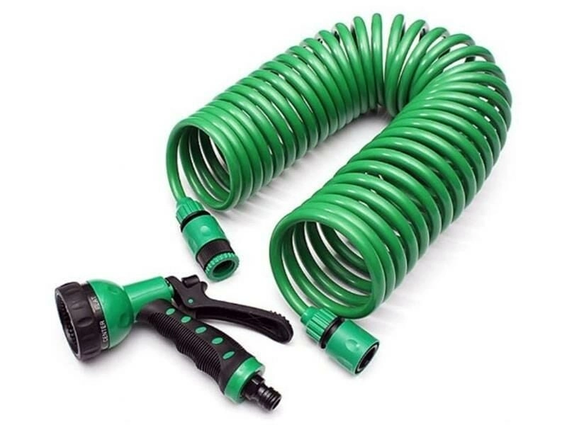 Spiral Hortum ve 4 Fonksiyonlu Sulama Tabancası 15 Metre