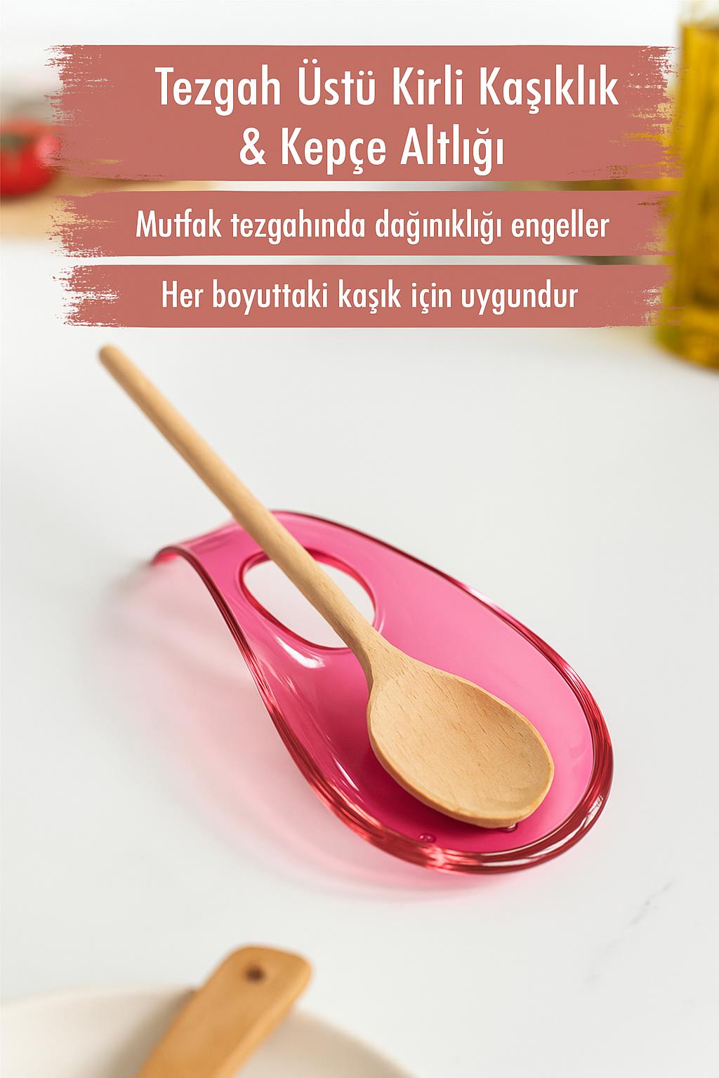 Akrilik Mürdüm Tezgah Üstü Kirli Kaşıklık & Kepçe Altlığı