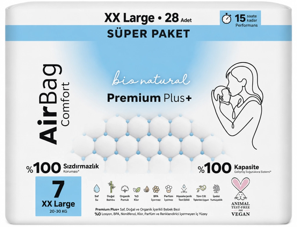 Konforlu Premium Plus Bebek Bezi 7 Beden 28 Adet