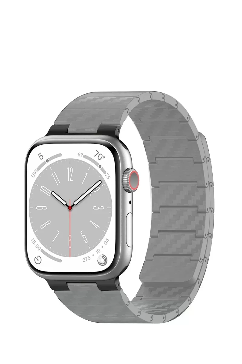 Movenchy Apple Watch 45mm Uyumlu Carbon Steel Kordon - Yıldız Işığı
