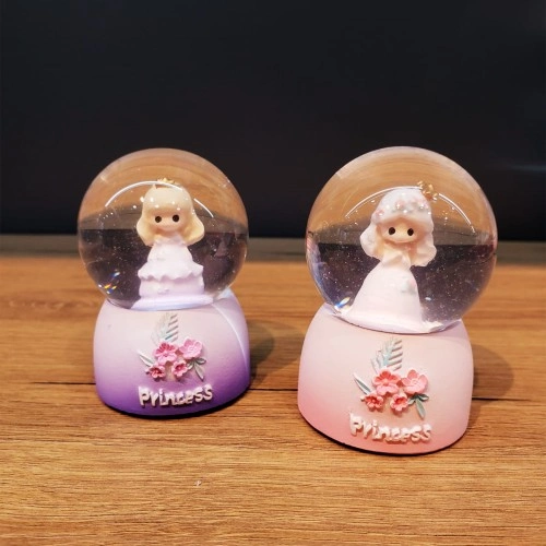 Işıklı Kar Küresi 7 cm Sevimli Prenses Hediye