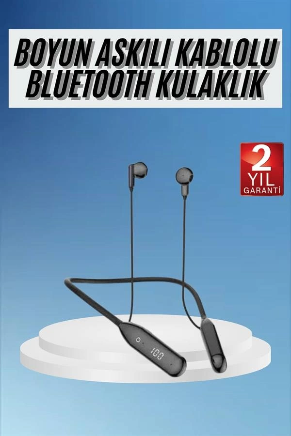 Yeni Nesil Bluetooth Kulaklık 60 Saat Kablolu Boyun Askılı