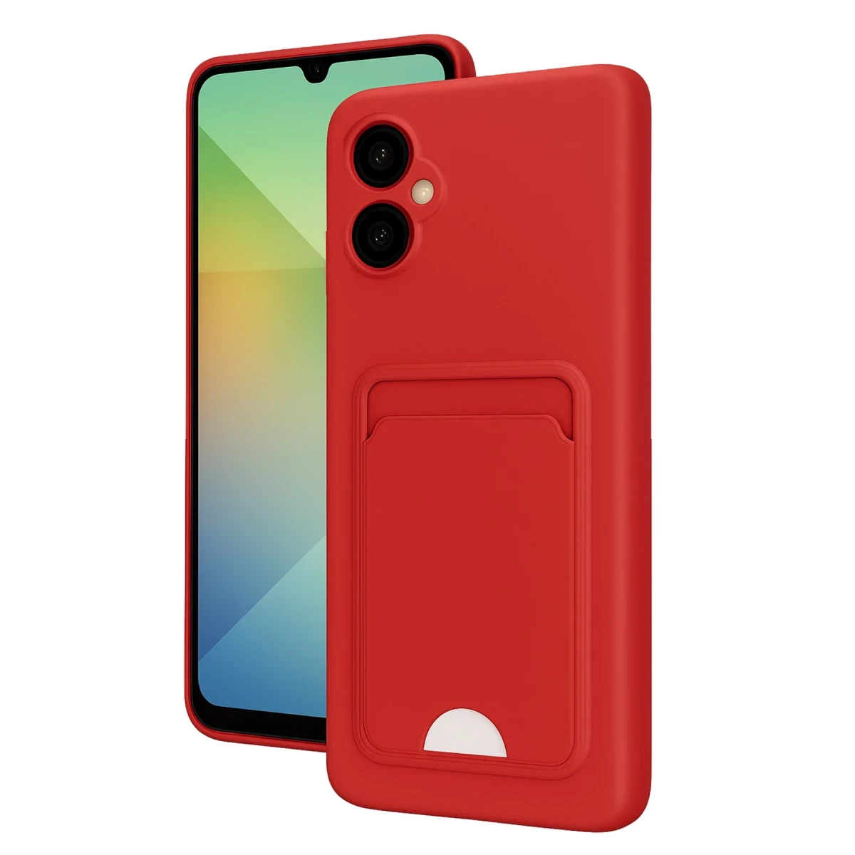 Samsung Galaxy A06 Kılıf Kelvin Kartvizitli Silikon - Kırmızı
