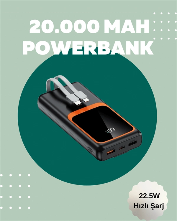 Yeni Nesil Hızlı Şarj Powerbank 20.000 mAh Çoklu Bağlantı