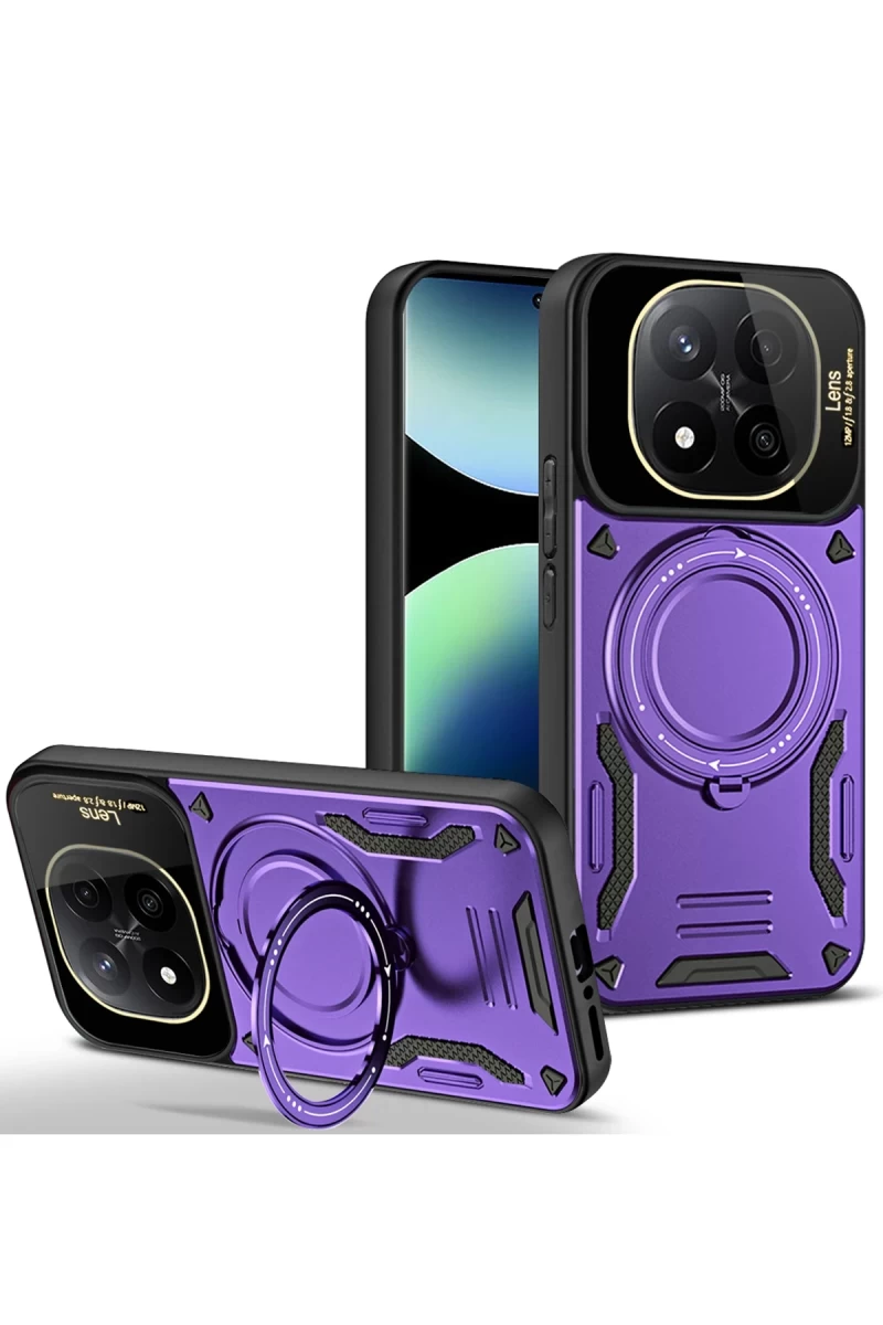 Xiaomi Redmi Note 14 Pro Plus Uyumlu Kılıf Joy Lens Standlı Kapak - Mor