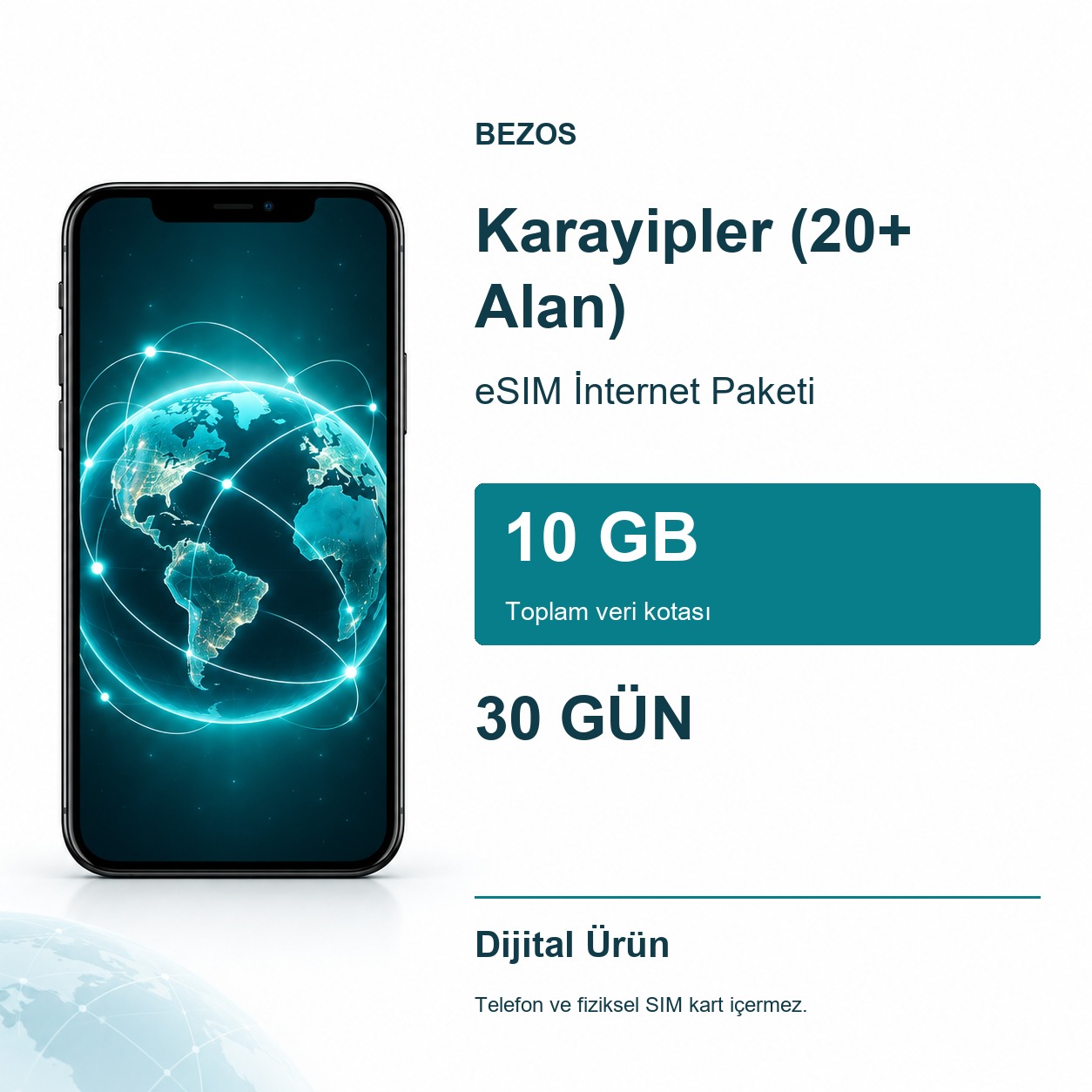 Karayipler (20+ Alan) eSIM İnternet Paketi 10 GB 30 Gün