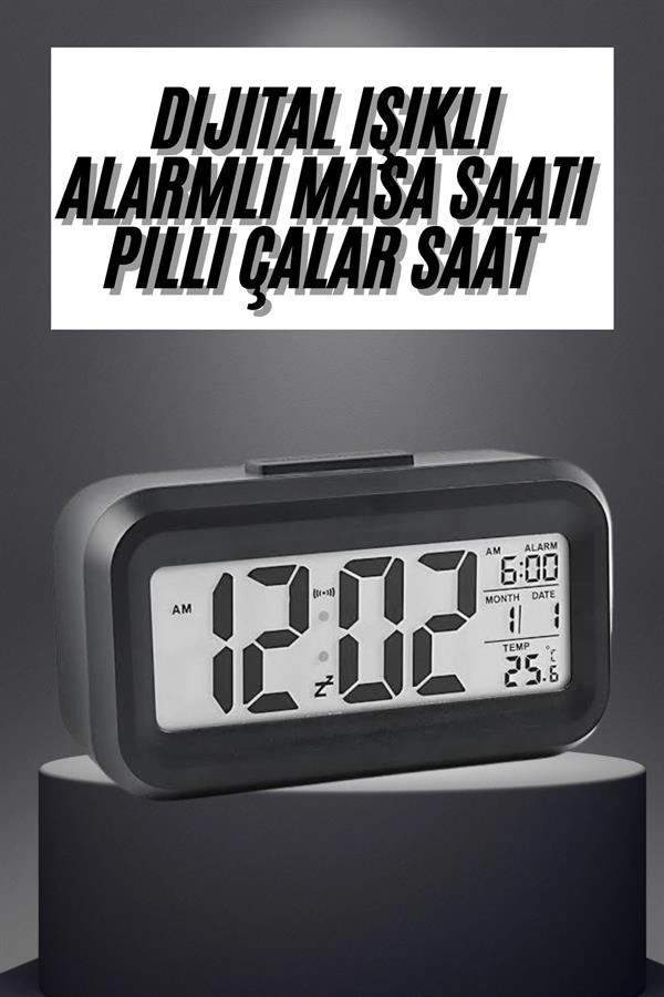 Modern Dijital Masa Saati Alarmlı 4,3x15,1 cm Ofis Kullanımı