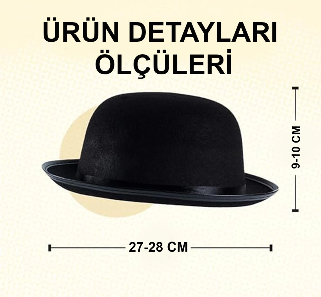 Çocuklar için Siyah Melon Parti Şapkası 1 Adet