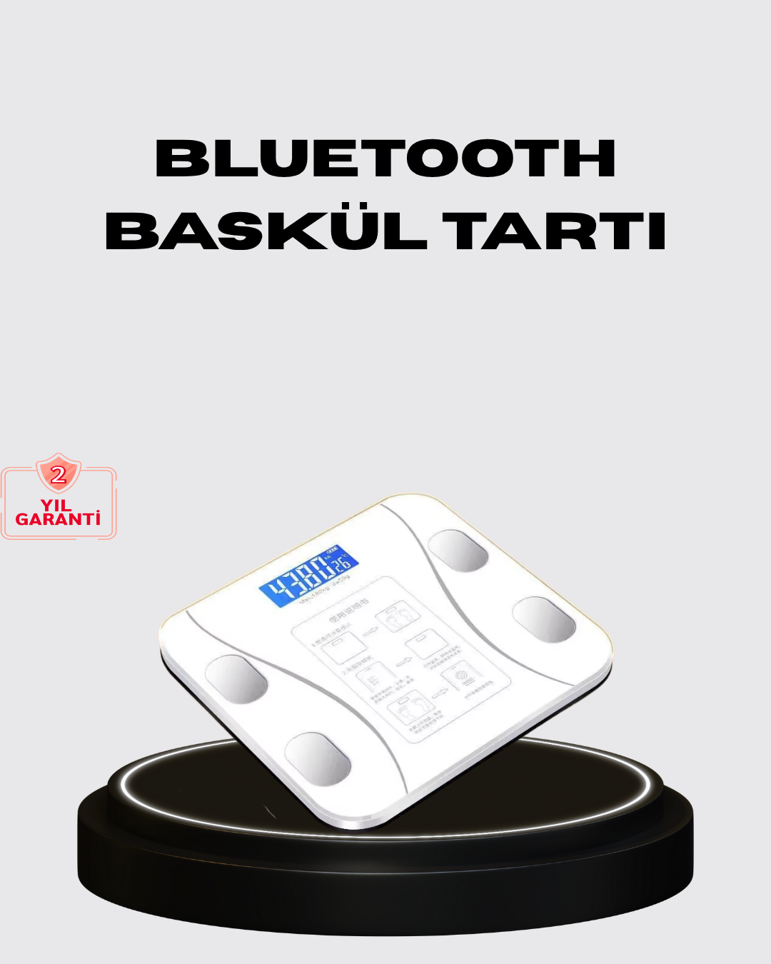 Akıllı Dijital Baskül – Bluetooth Bağlantılı, 8 Ölçüm Verili, Akıllı Vücut Analiz Tartısı