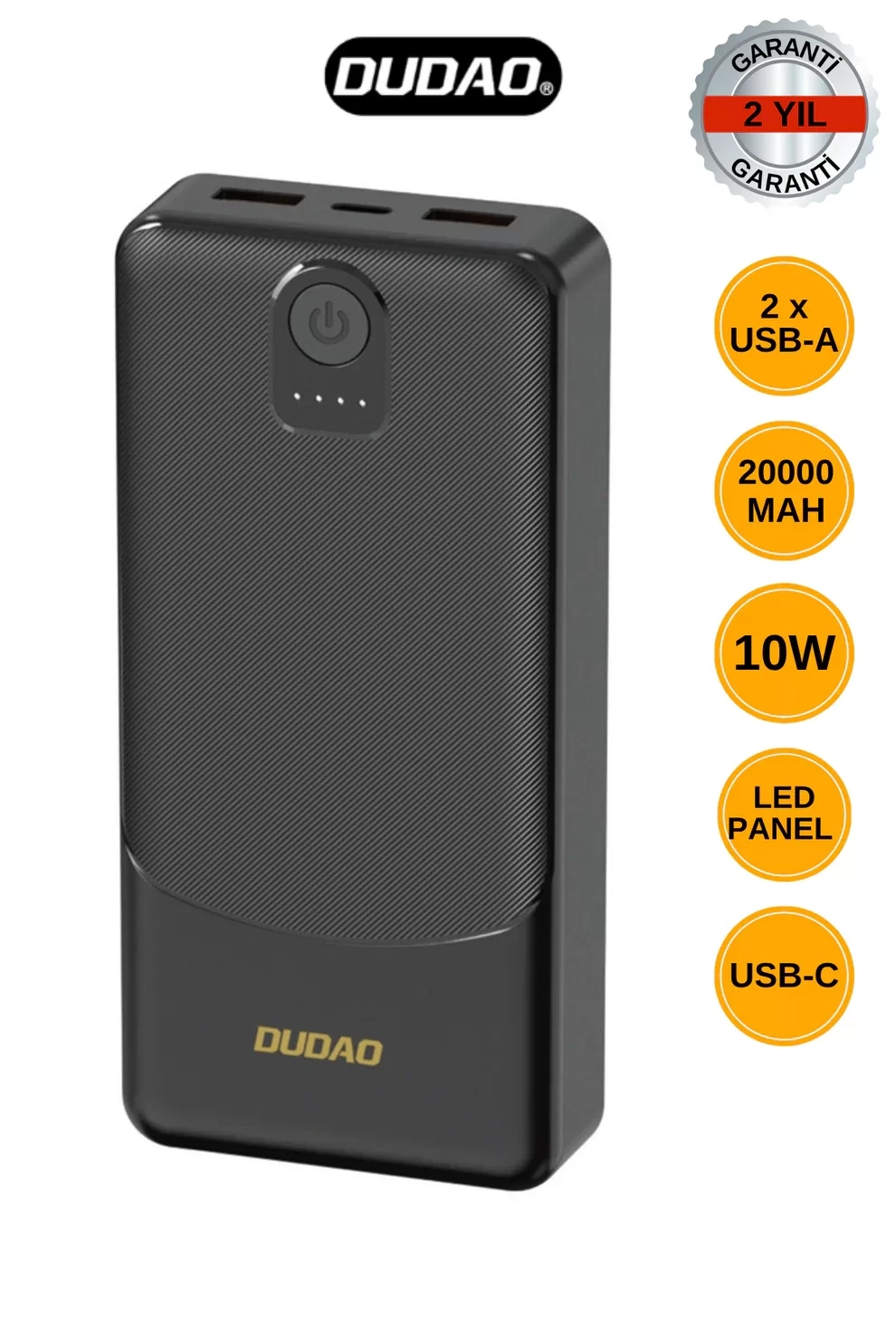 Kompakt Powerbank 20000mAh 2x USB-A Siyah