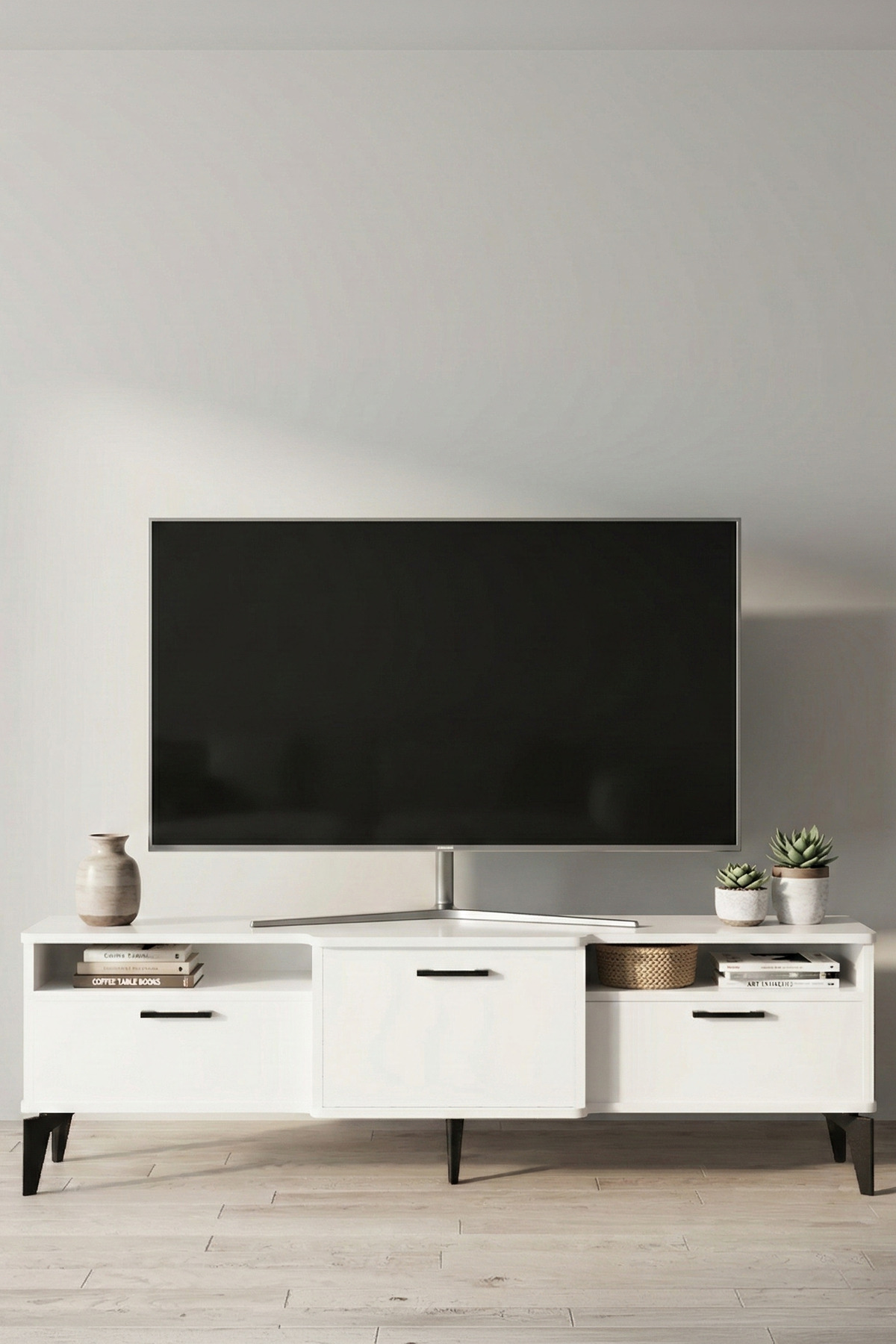 Mistral TV Sehpası Metalik Beyaz 160x40 cm