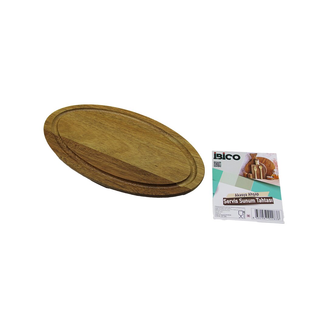 Akasya Oval Ahşap Servis Sunum Tepsi - Tahtası Mini Tepsi 25 X 14 X 1.4CM