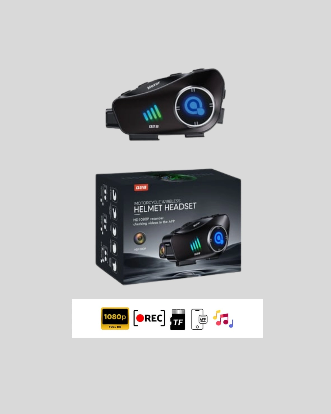 Kameralı Bluetooth Kask Kulaklığı 1080P HD Motosiklet Uyumlu
