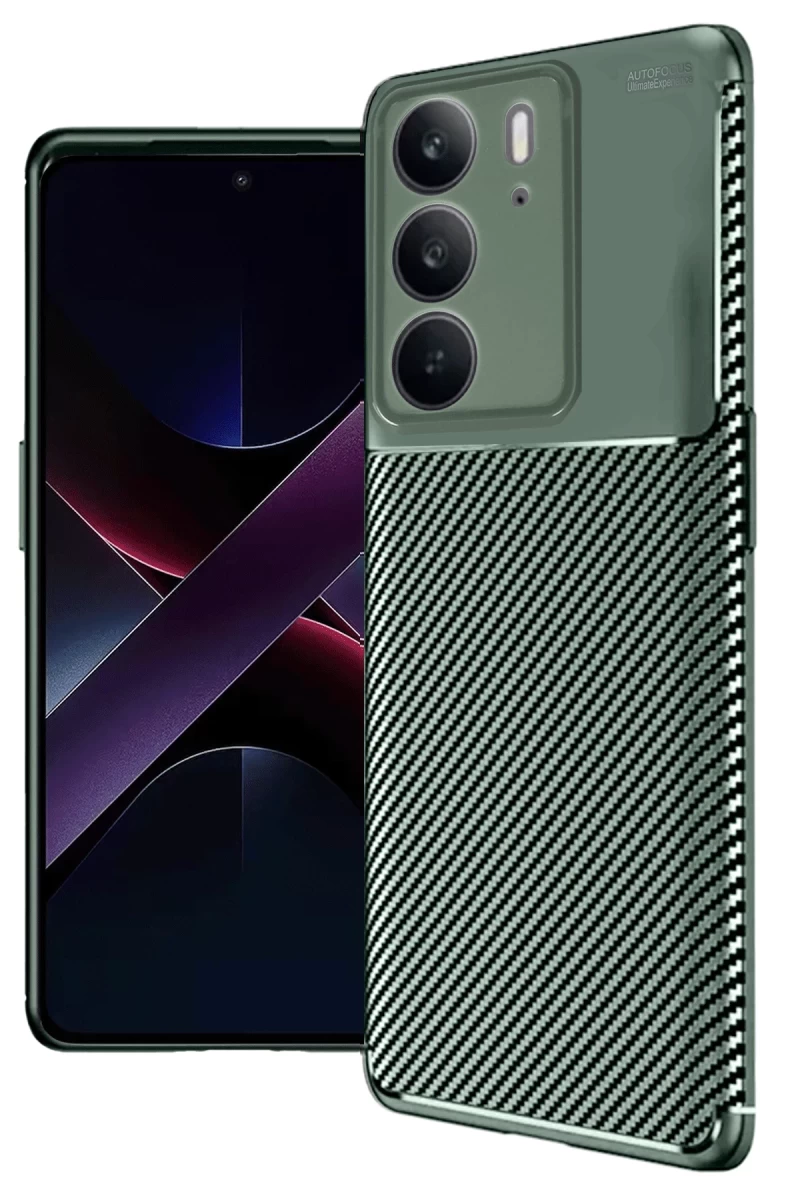 Realme C75 4G Uyumlu Auto Focus Karbon Kapak - Koyu Yeşil