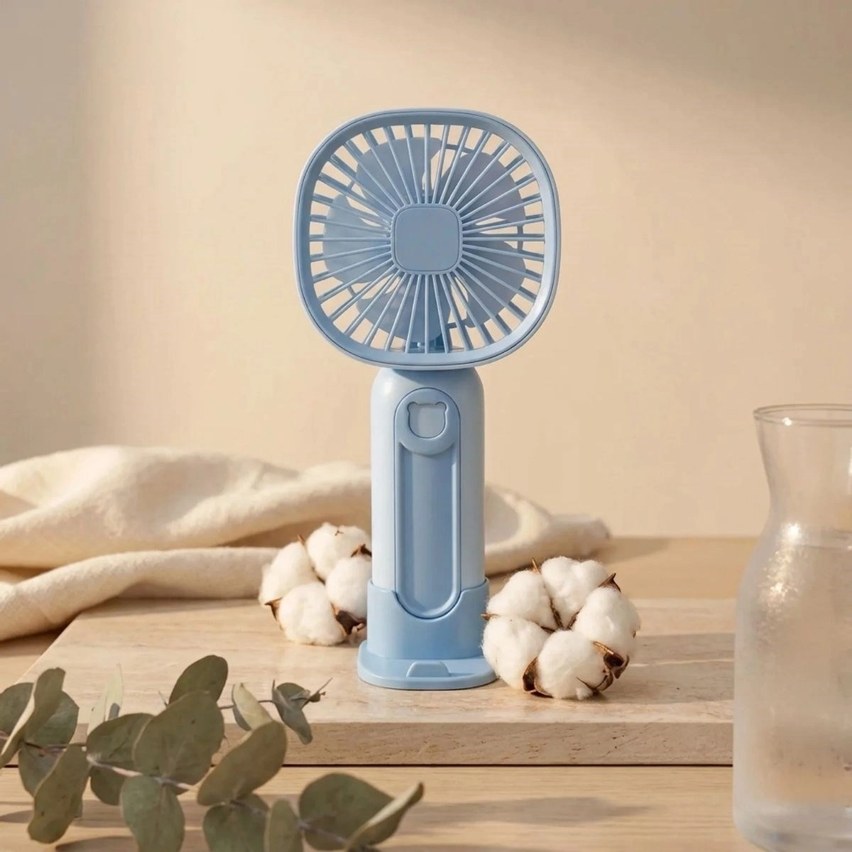 Tuş Figürlü Mini Fan 3 Kademeli Telefon Tutucu ile Taşınabilir