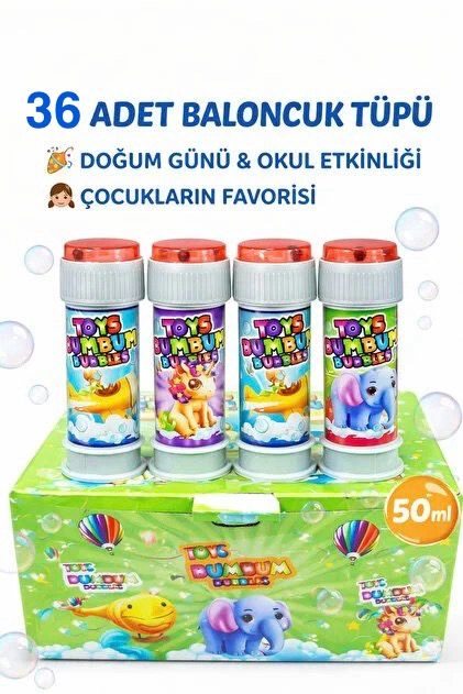 Bumbum Baloncuk Köpük Tüpü 36 Adet Eğlenceli Oyun Seti