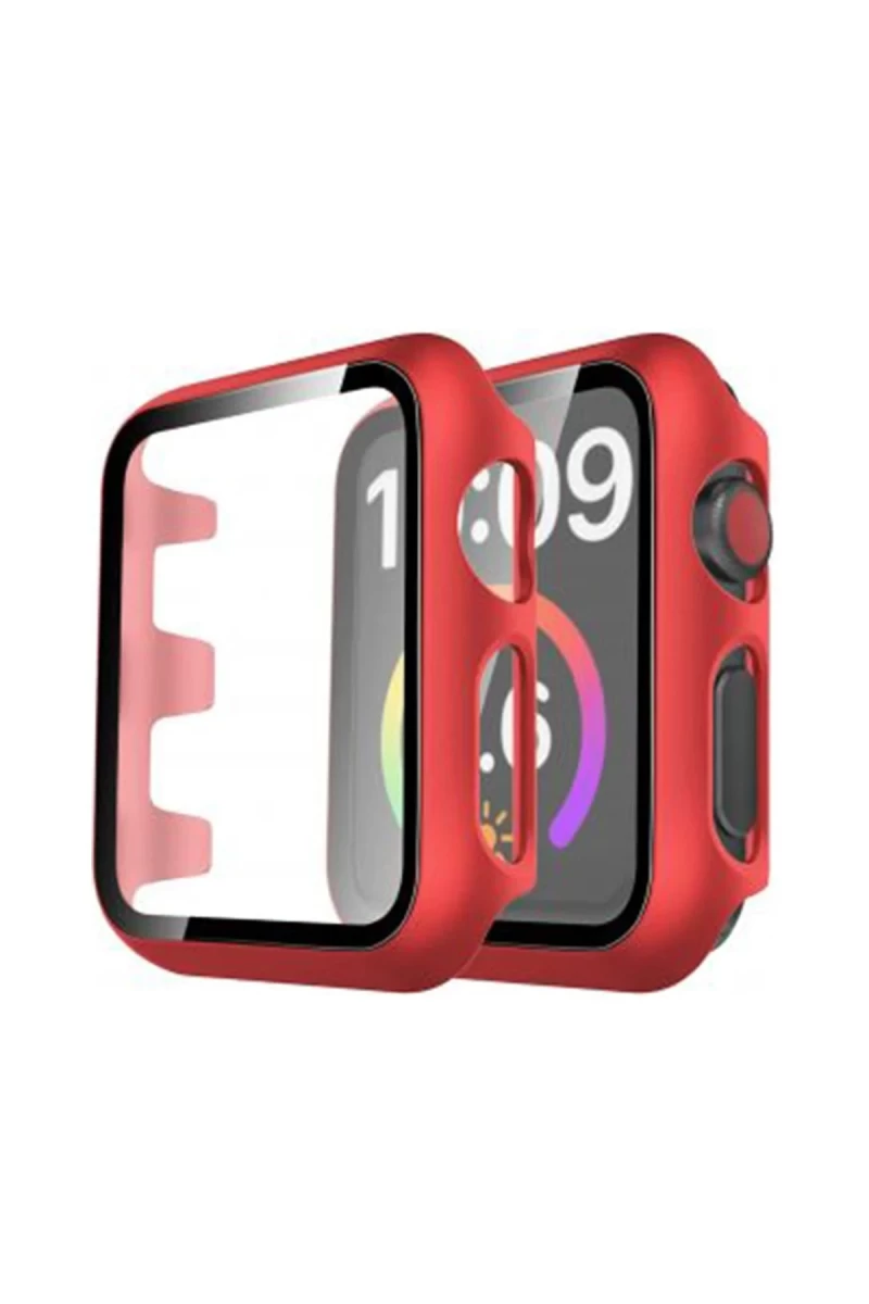 Apple Watch 38mm Uyumlu Camlı Kasa Ekran Koruyucu - Kırmızı
