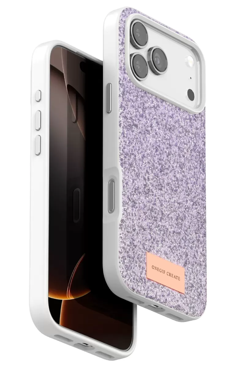 Onegif Apple iPhone 17 Pro Max Uyumlu Bright Simli Kapak - Lila