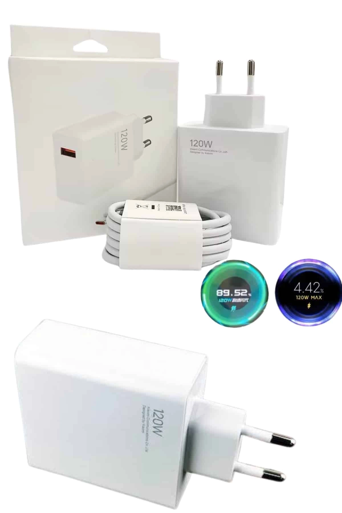 Turbo Hızlı Şarj Adaptörü Seti 120W USB-C Uyumlu
