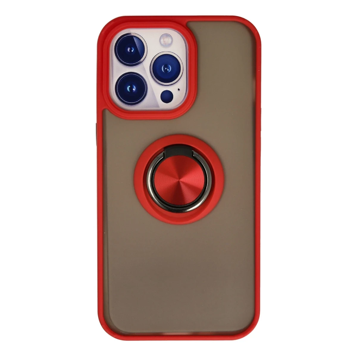 Apple iPhone 15 Pro Max Kılıf Montreal Yüzüklü Silikon Kapak - Kırmızı