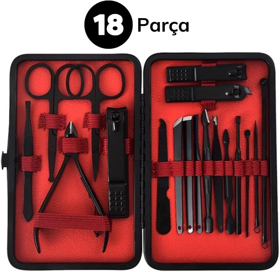 Çantalı 18 Parça Manikür Pedikür Seti Paslanmaz Çelik