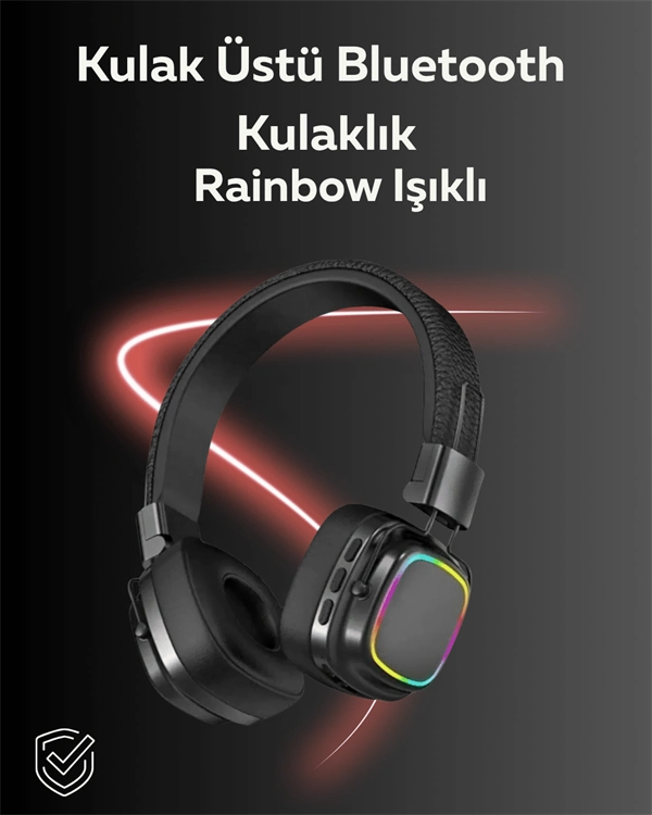 Bluetooth 5.3 Kulak Üstü Kulaklık RGB Işıklı Tasarım