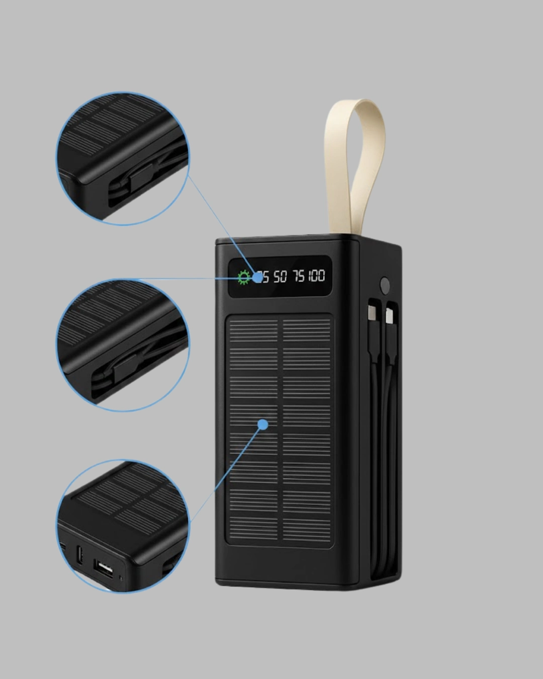 Güneş Enerjili 50.000 mAh Powerbank Taşınabilir