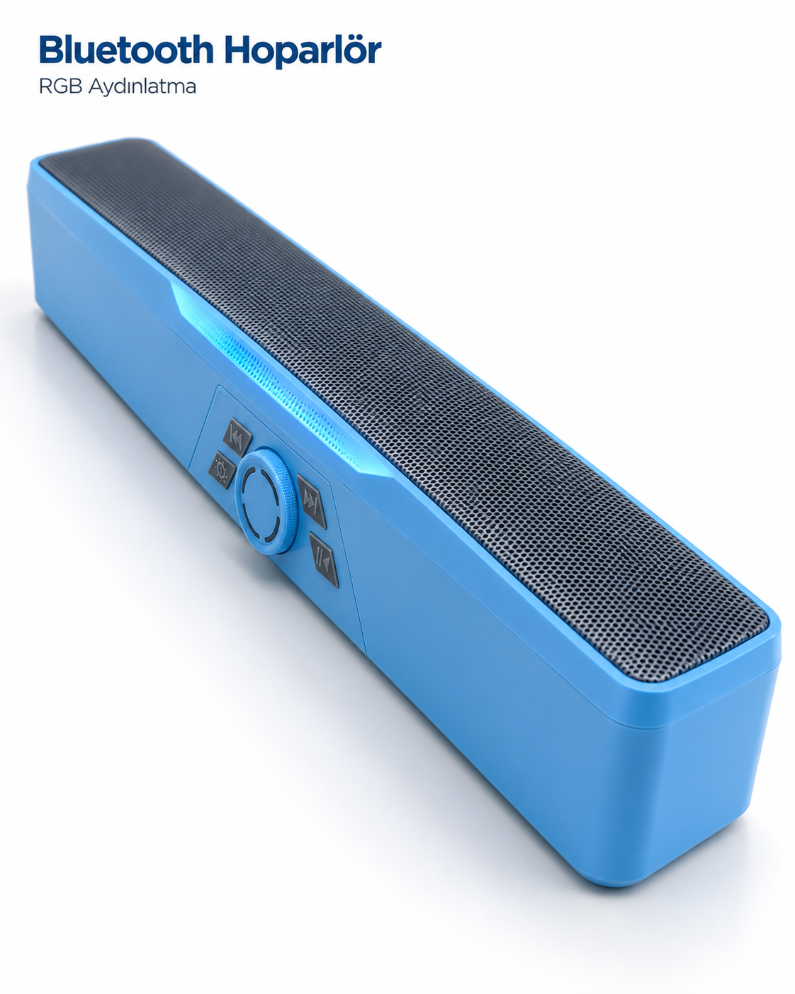 Monitör Altı Kullanıma Uygun RGB Işıklı Bluetooth Soundbar Hoparlör 1500 mAh Mavi