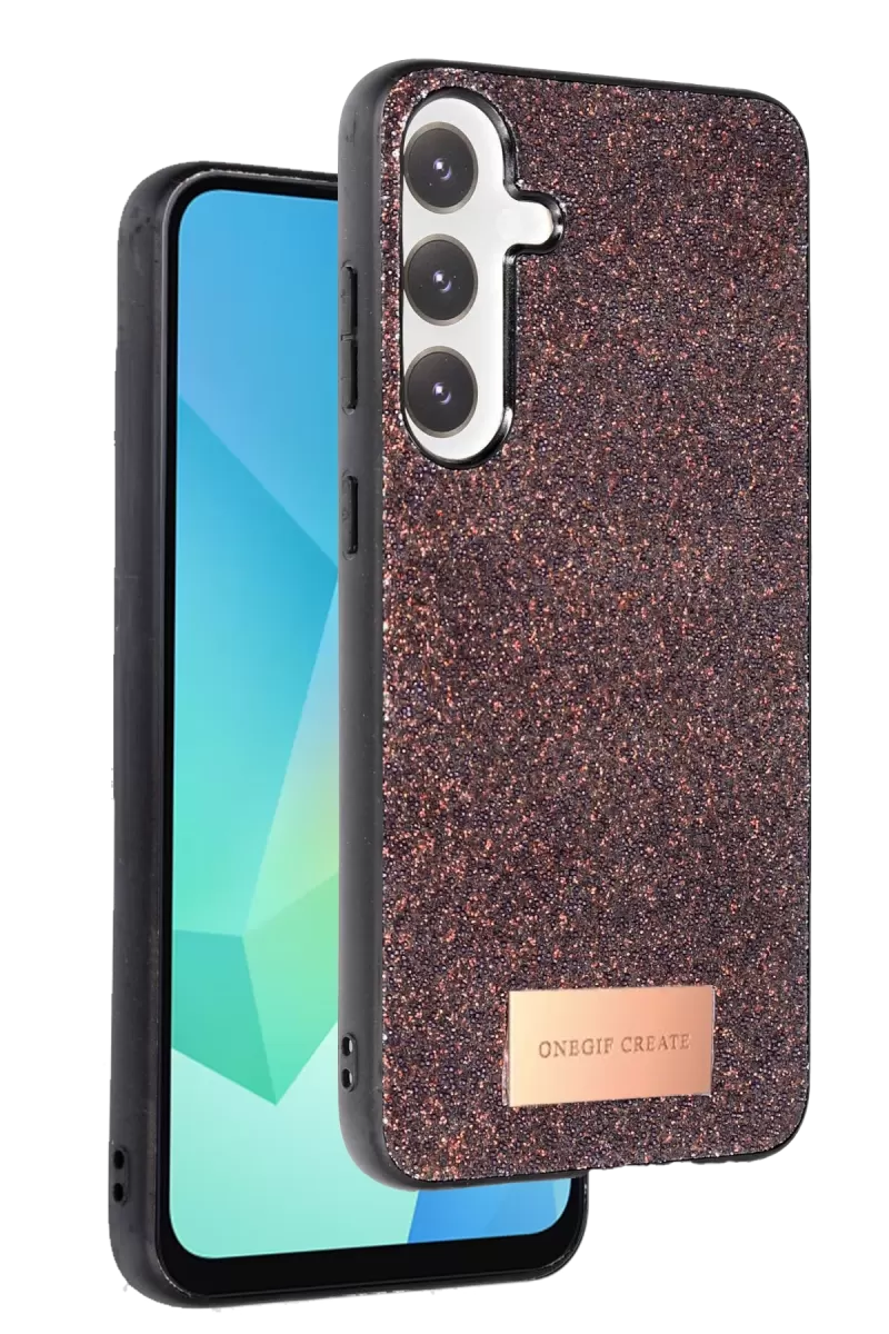 Onegif Samsung Galaxy A56 Uyumlu Bright Simli Kapak - Derin Mor