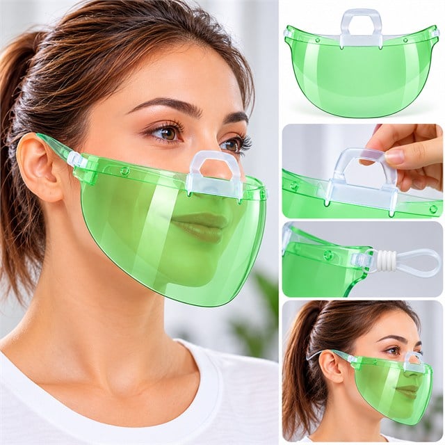 SN-38916 Yemek Servisleri İçin Plastik Şeffaf Maske (10 Adet)