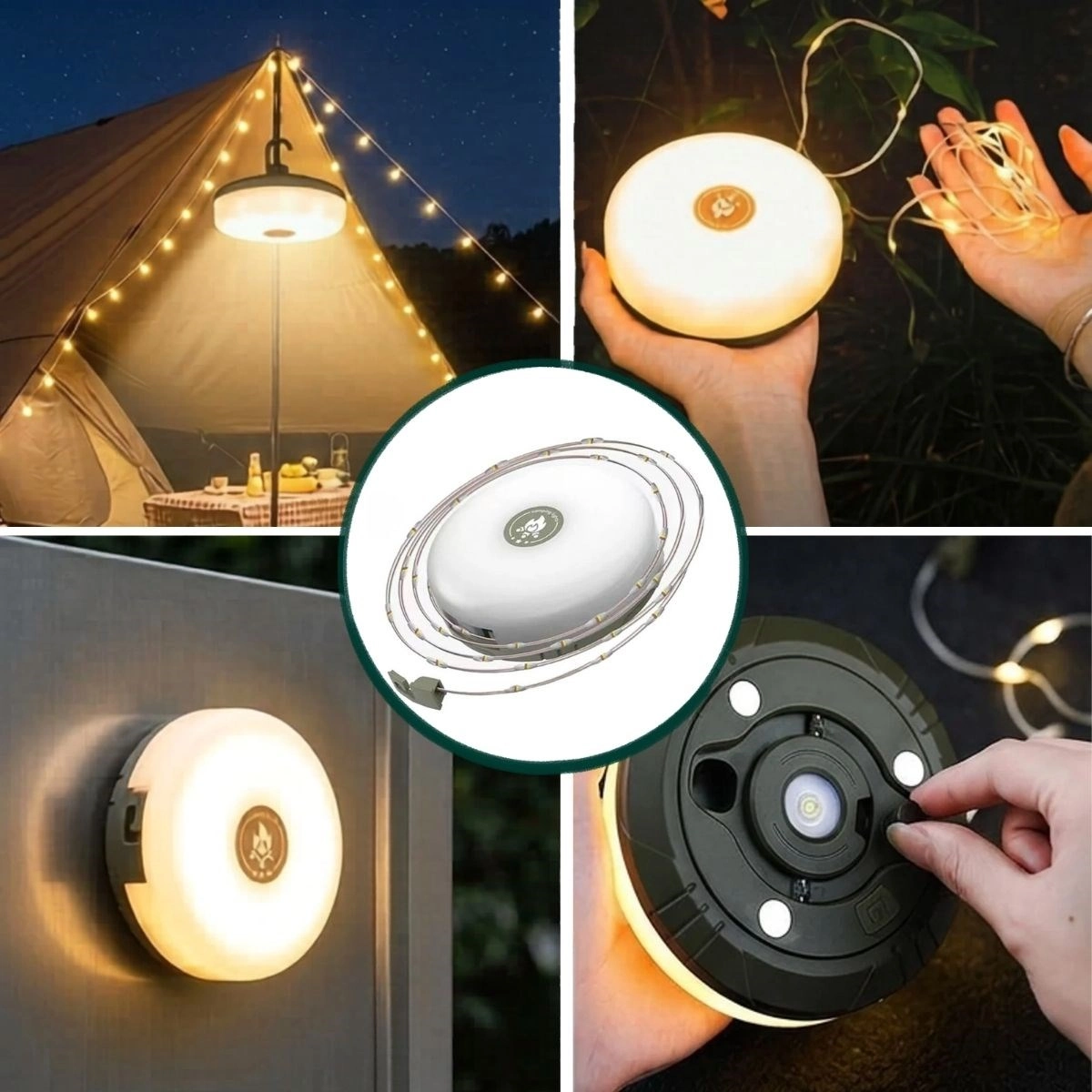 Şarjlı Kamp Lambası ve 10 Metre Peri LED Işık Seti