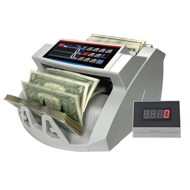 PM-25068 TRY-EUR-USD Sesli Karışık Ve Adet Para Sayma Makinesi Harici Ekranlı 80W 60db AC100-240V