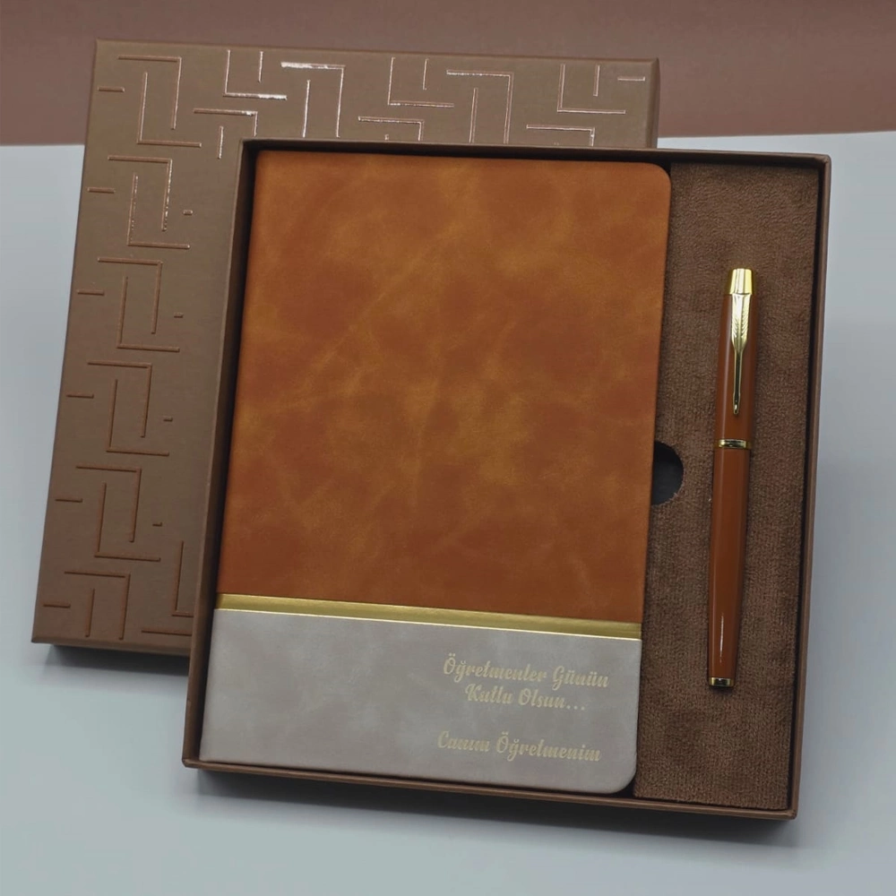 Özel Tasarım Defter Kalem Kutulu Set 22x20 cm Hediye