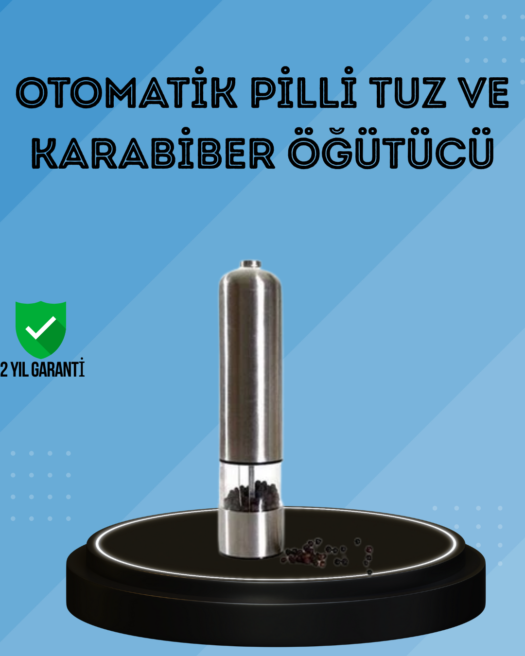 Pilli Baharat Değirmeni Karabiber Tuz ve Baharat Öğütücü