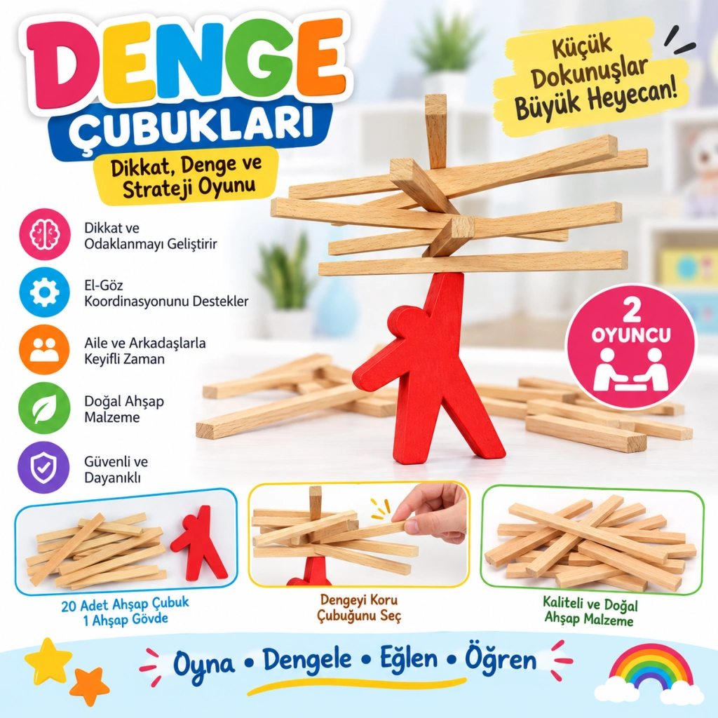 Eğlenceli Denge Çubukları Aile Oyunu 1 Adet