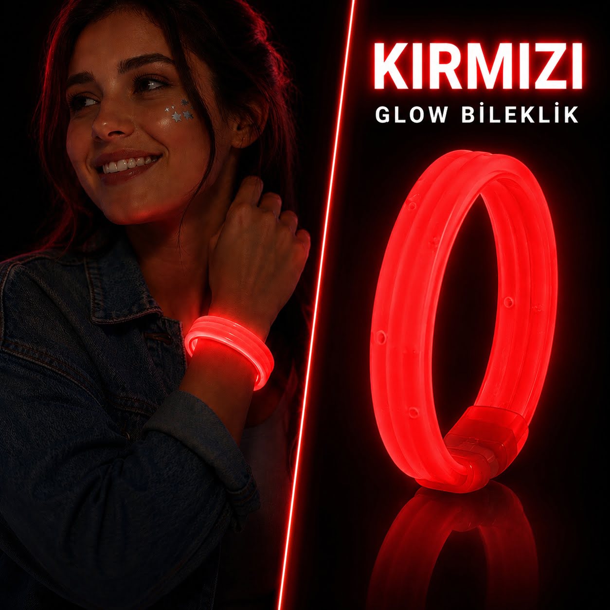 Kırmızı Kalın Glow Bileklik ? Kırılarak Yanan Parti ve Festival Bilekliği