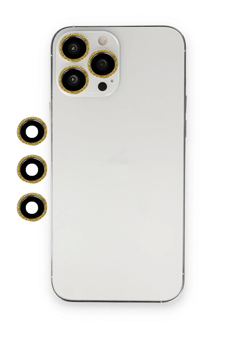 Apple iPhone 12 Pro Max Uyumlu Shine Kamera Lens - Gold