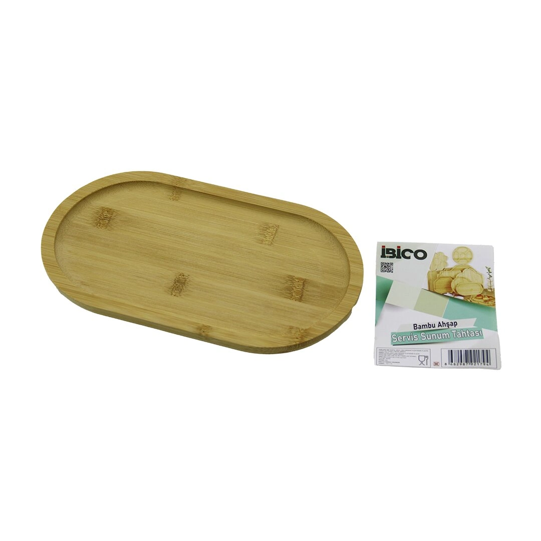 Şık Oval Ahşap Bambu Servis Tepsisi 25x14 cm Mini Sunum