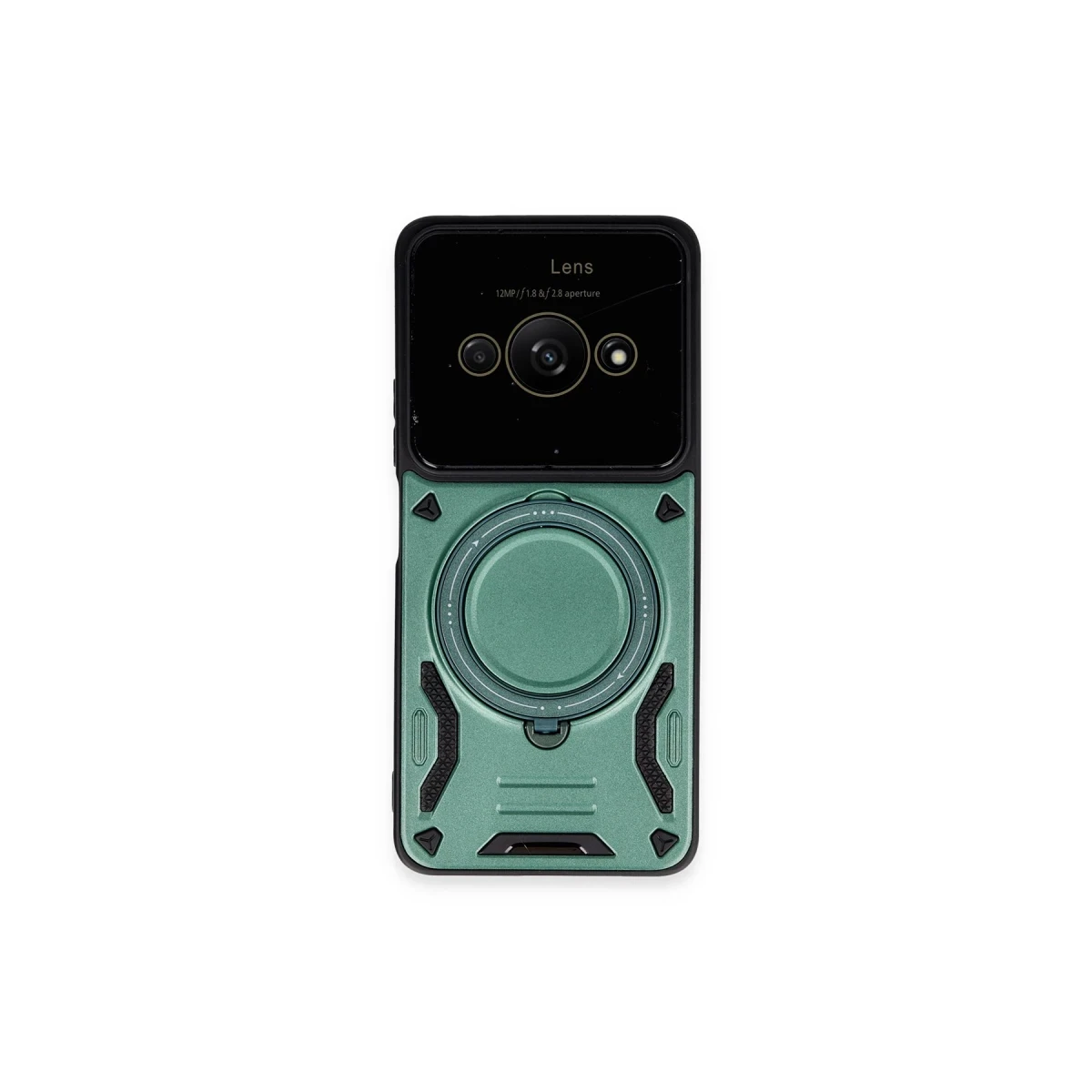 Xiaomi Poco C61 Kılıf Joy Lens Standlı Kapak - Koyu Yeşil