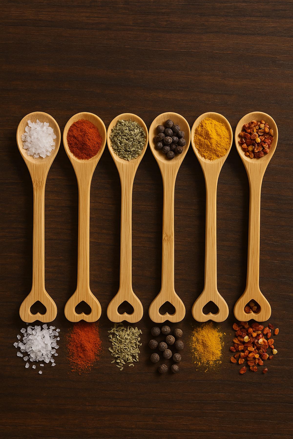 Ahşap Baharat Kaşığı Seti 6’lı 15 cm