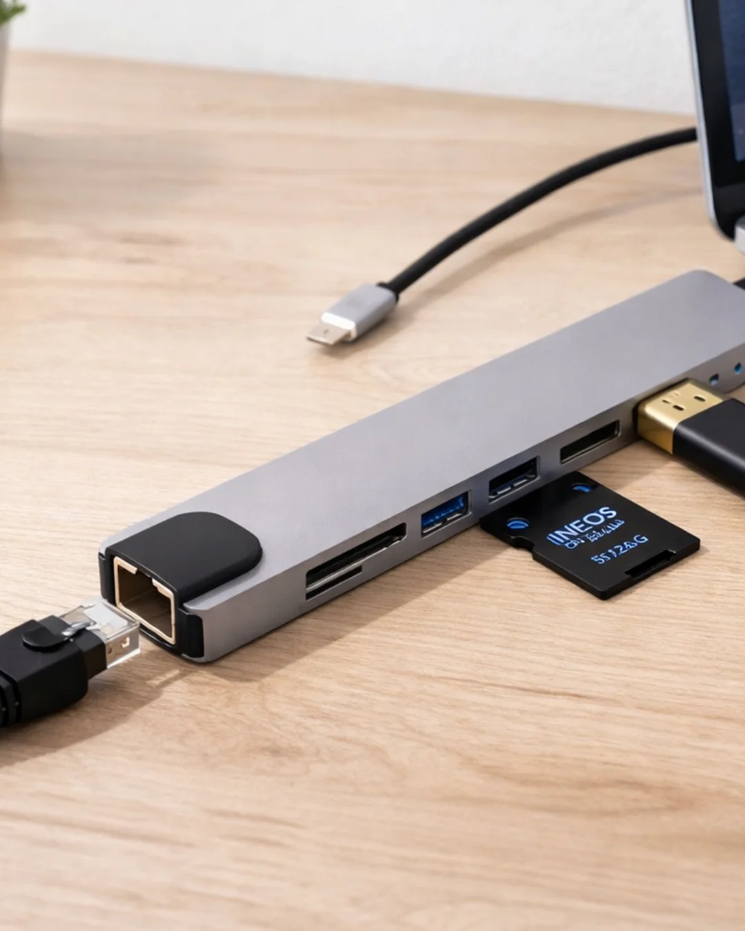 Çok Fonksiyonlu Type C Hub USB HDMI Ethernet Kart Okuyucu