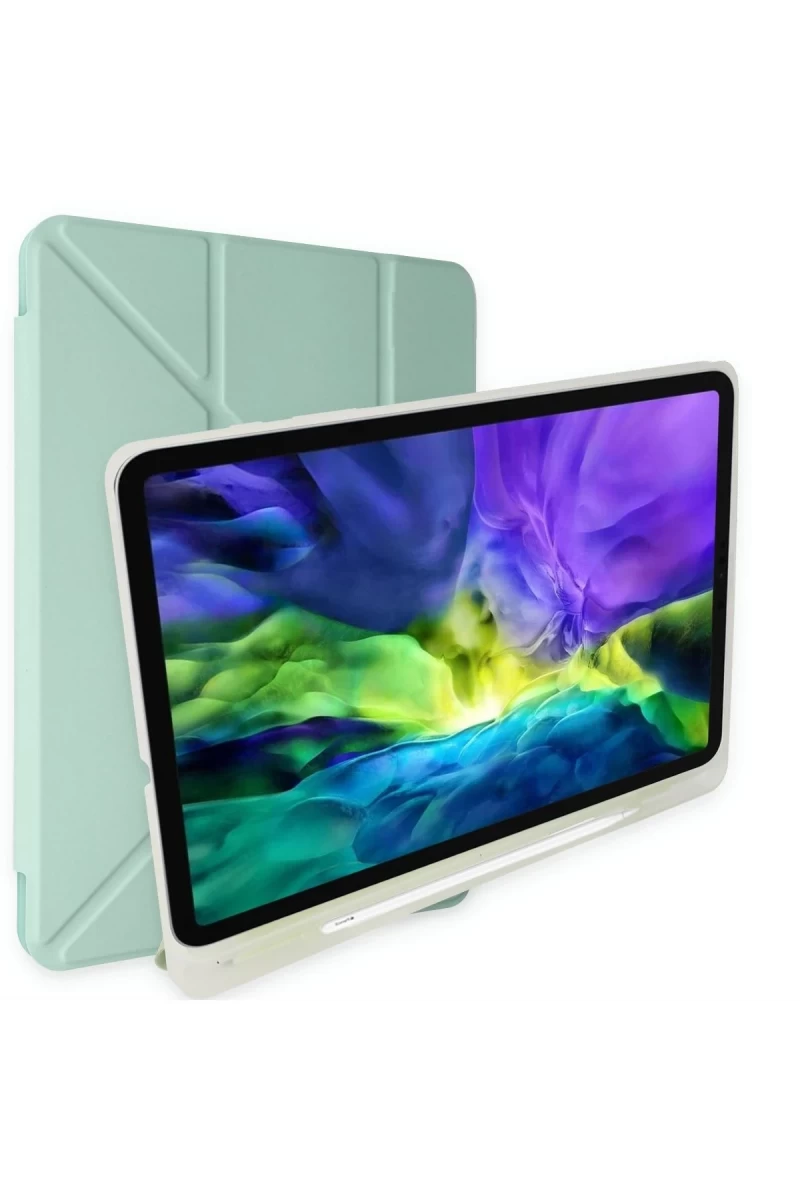 Apple iPad 2025 10.9 10.Nesil (A16) Kılıf Kalemlikli Mars Tablet Kılıfı - Açık Yeşil