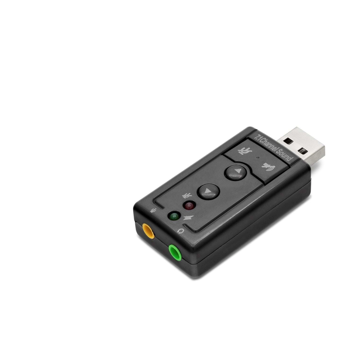 Sanal Ses Desteği Olan USB Harici Ses Kartı 7.1 - Siyah