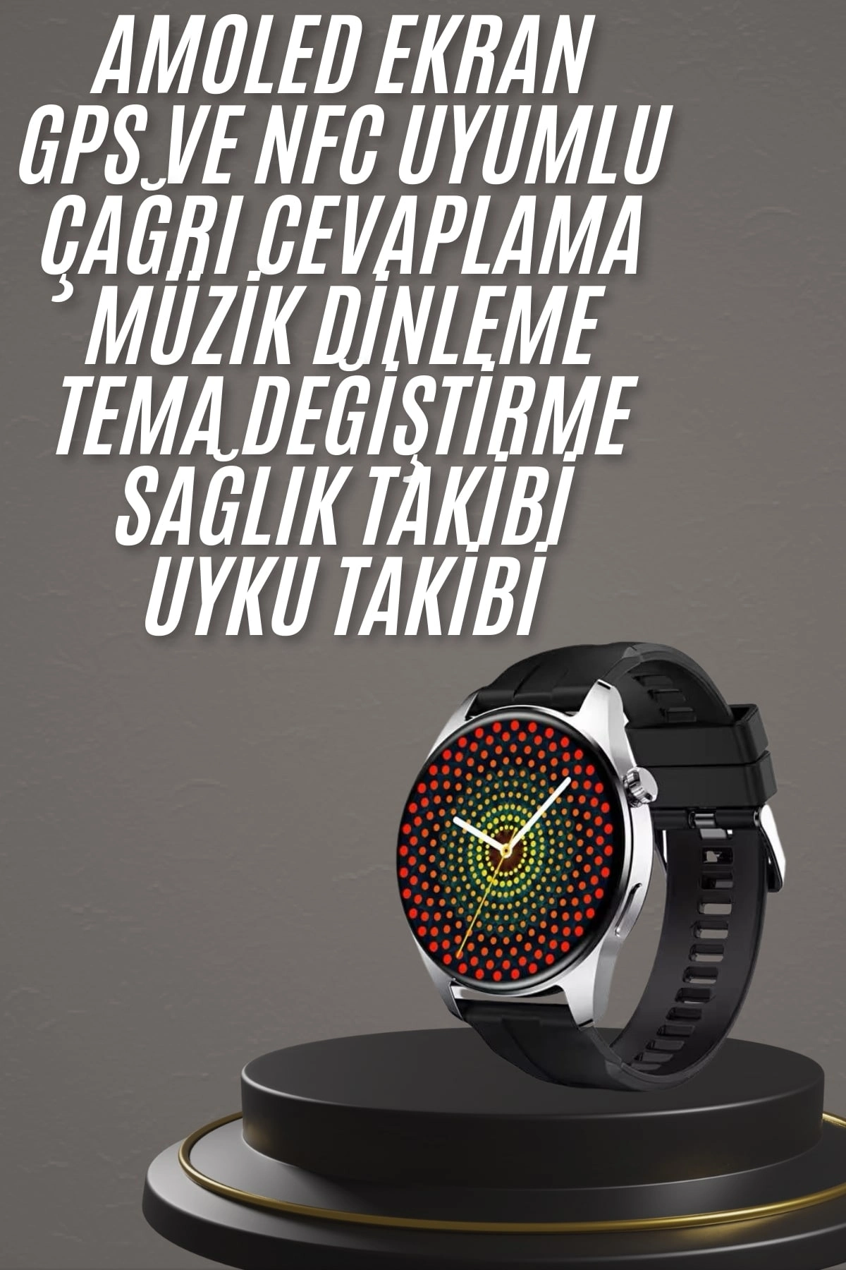Şık Akıllı Saat 1.5 İnç AMOLED Ekran GPS NFC Uyumlu
