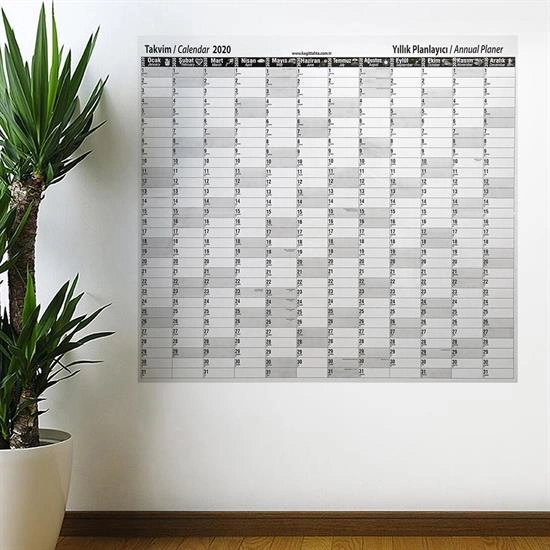 Duvara Yapıştırılabilir Yıllık Planlayıcı Takvim 110x100 cm