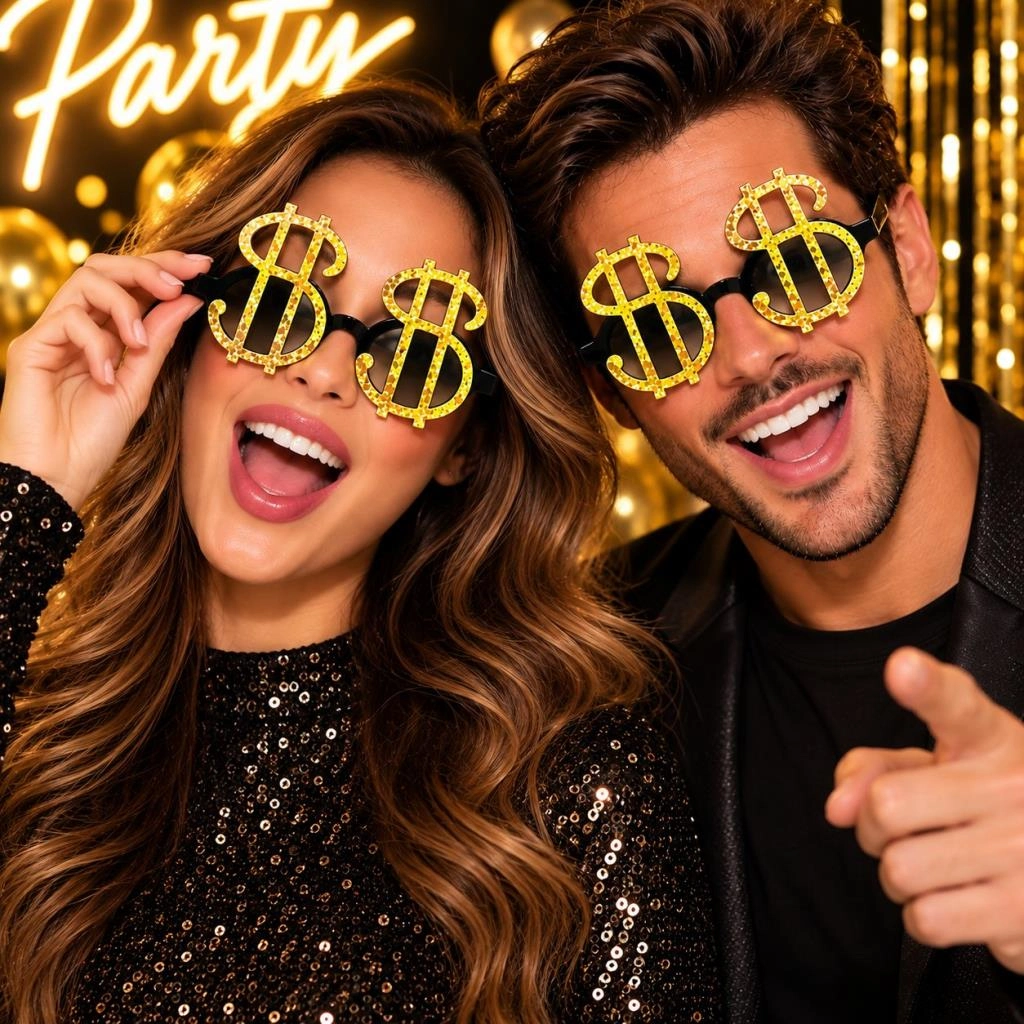 Parti Gözlüğü Altın Renk Dolar İşareti 1 Adet